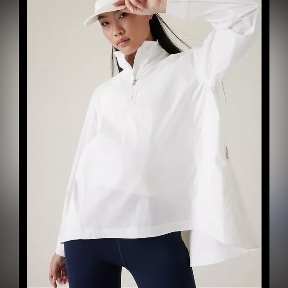 Athleta advantage poplin white pullover jacket size L